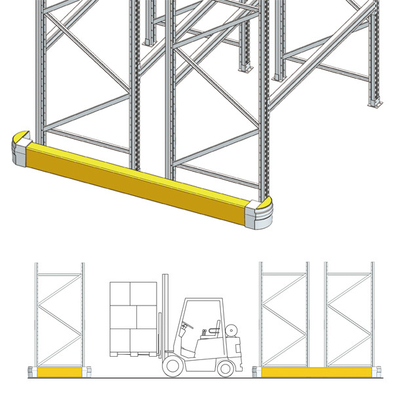 Barriere curve di contorno Rack End Guard Racking verticale Protector Barriera di sicurezza Anti-Collision Guardrails