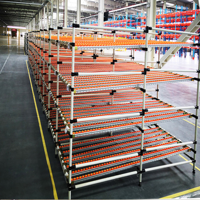 Legatura di alluminio Pipe magre Rack di flusso di materiale Cartone Rack di flusso Rack di gravità Rack a rulli Magazzino Rack di stoccaggio