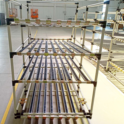 Legatura di alluminio Pipe magre Rack di flusso di materiale Cartone Rack di flusso Rack di gravità Rack a rulli Magazzino Rack di stoccaggio
