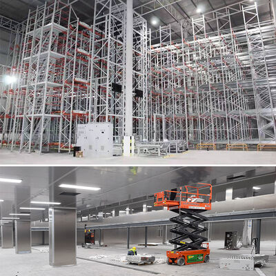 Magazzino frigorifero automatico per stoccaggio e prelievo con navetta a quattro vie, sistema di scaffalature con Pallet Runner