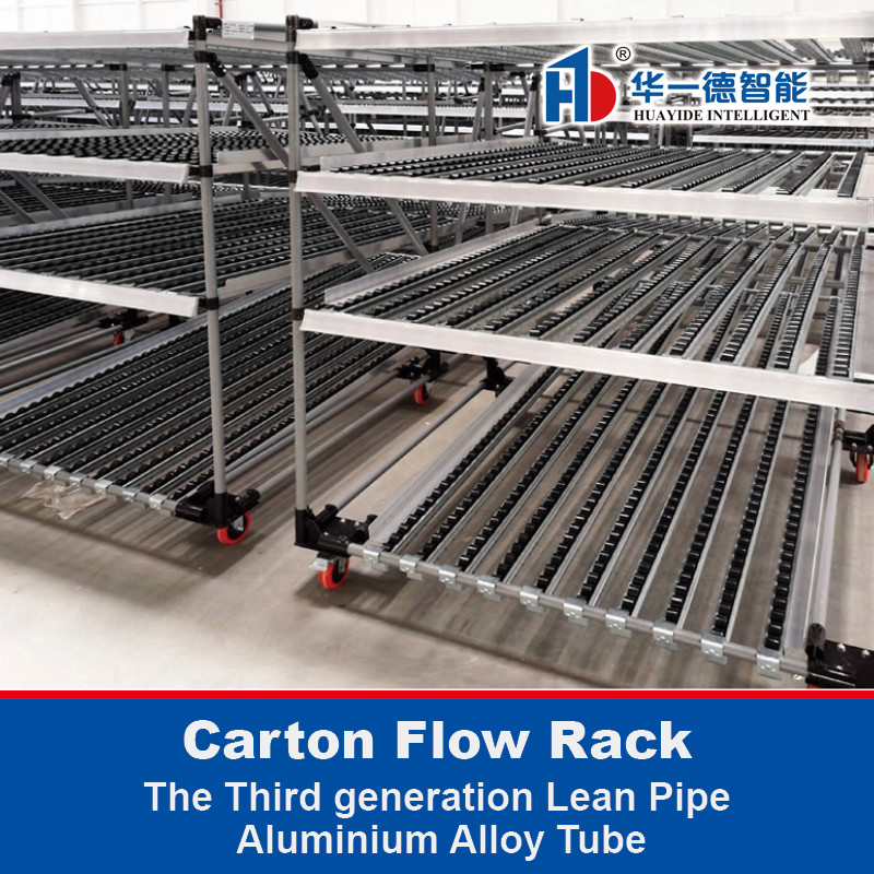 Legatura di alluminio Pipe magre Rack di flusso di materiale Cartone Rack di flusso Rack di gravità Rack a rulli Magazzino Rack di stoccaggio